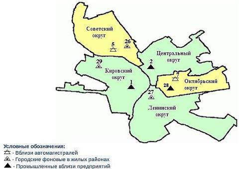 Карта загрязнения Омска
