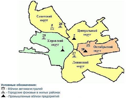 Карта загрязнений Омска в сентябре 2011