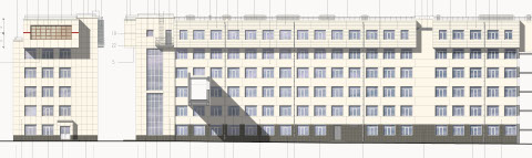 Цветовое решение фасада здания Омскстата