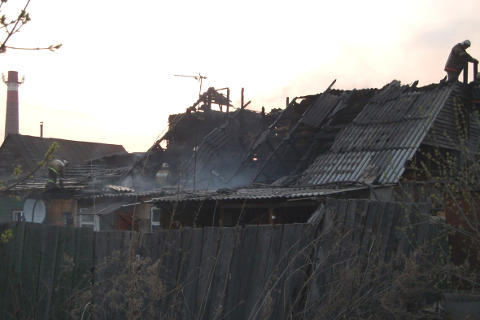 Пожар в Омске по улице 1-я Военная