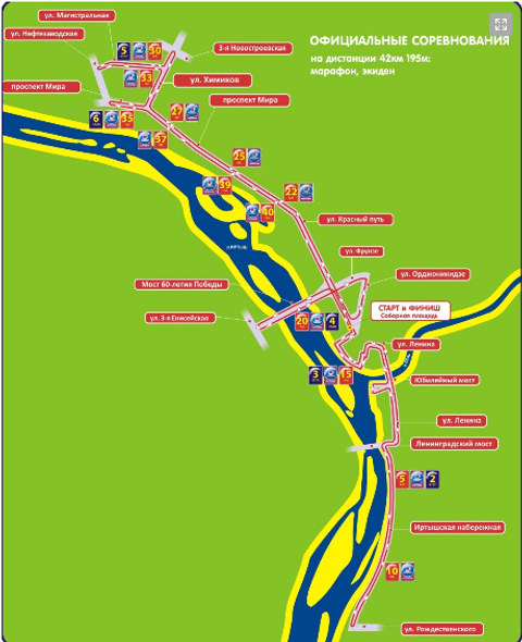 Схема марафонской трассы в Омске
