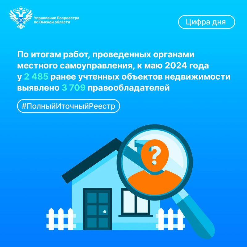 У 2485 ранее учтенных объектов недвижимости в Омской области выявлено 3709 правообладателей