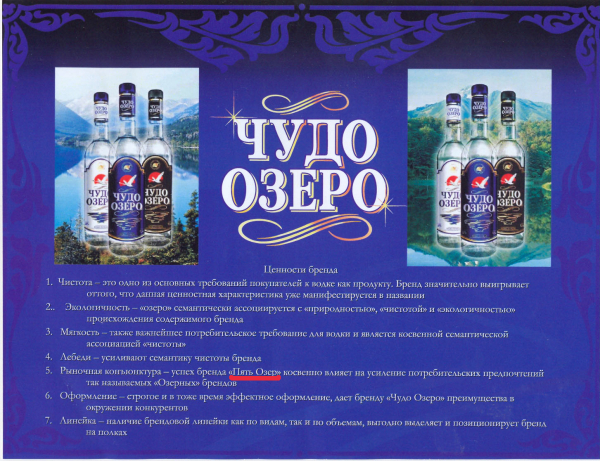 Рекламно-информационный плакат водки "Чудо озеро"