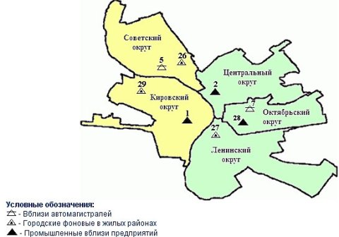 Карта загрязнения по омским округам