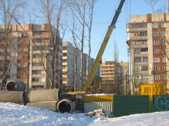 Строительство коллектора на улице П. Осминина