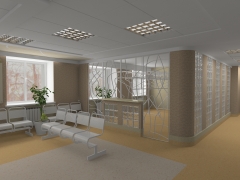 Проект отделки холла 6 корпуса здания КПБ им. Солодникова в Омске