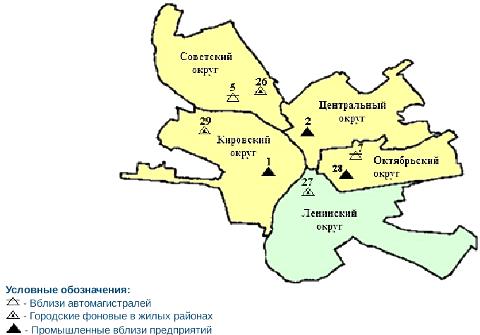 Карта загрязнения Омска