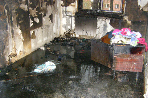 Пожар в Омске в доме по улице Алтайской